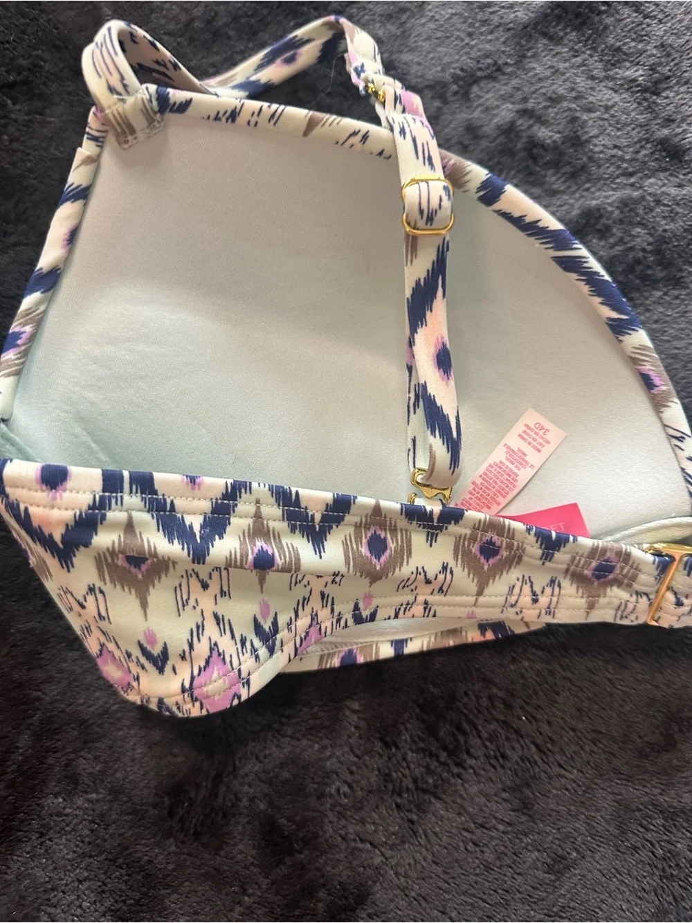 Victoria’s Secret Ikat Print Underwire Bikini Top 34D Adjustable Swim Top